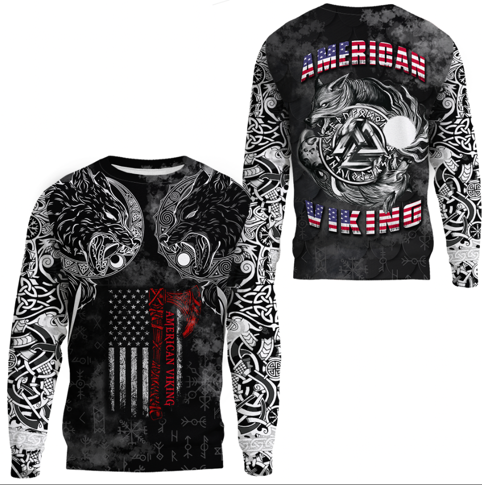 Viking Clothing Hati and Skoll Norse American Viking Sweatshirts RLT12 - Wonder Print Shop