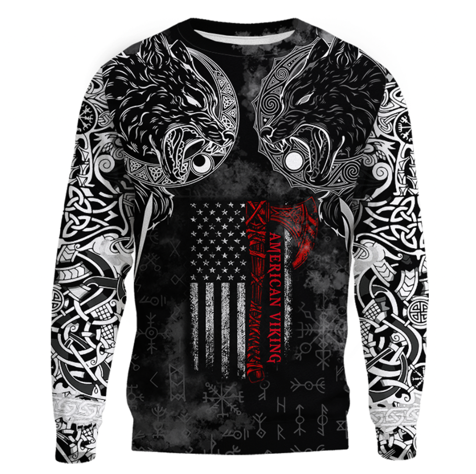 Viking Clothing Hati and Skoll Norse American Viking Sweatshirts RLT12 - Wonder Print Shop
