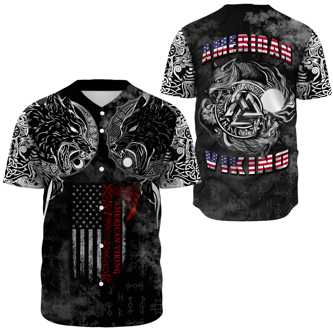 Viking Clothing Hati and Skoll Norse American Viking Baseball Jersey RLT12 - Wonder Print Shop
