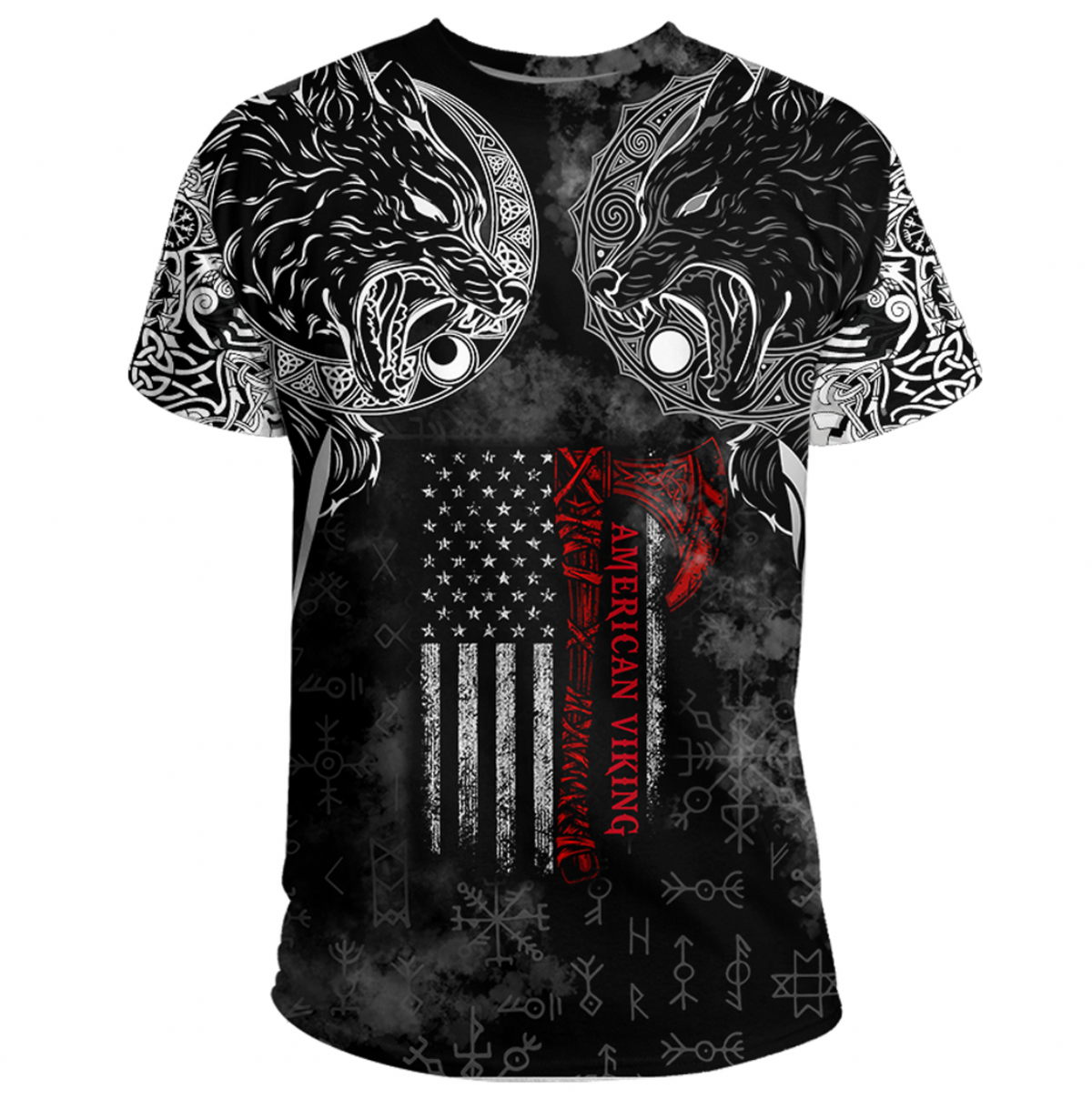 Viking Clothing Hati and Skoll Norse American Viking T Shirt RLT12 - Wonder Print Shop