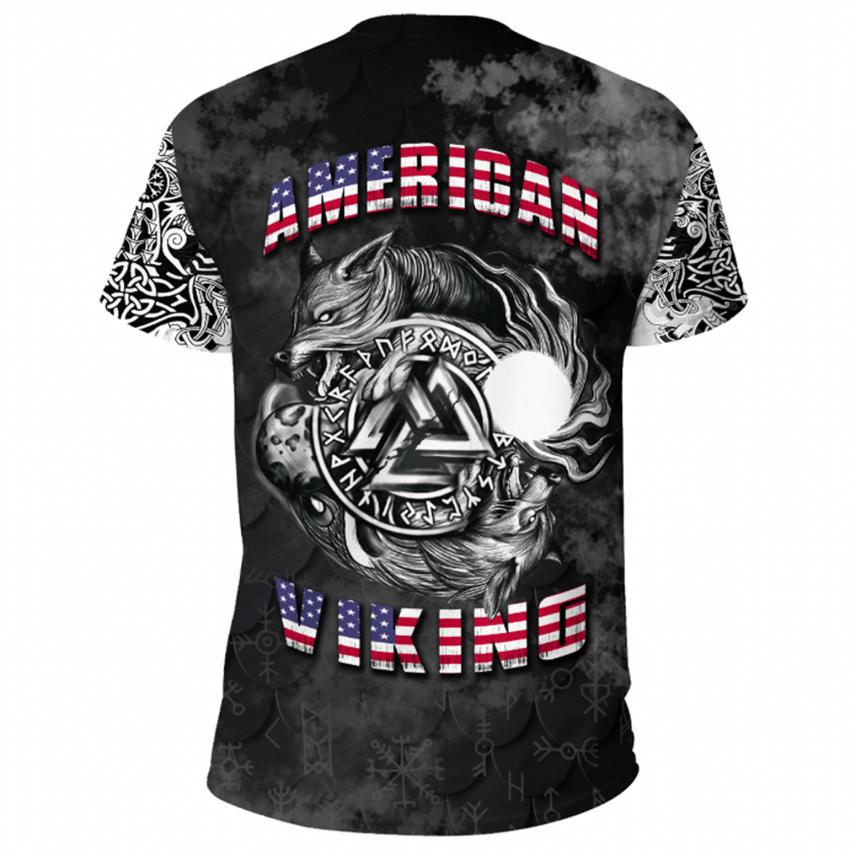 Viking Clothing Hati and Skoll Norse American Viking T Shirt RLT12 - Wonder Print Shop