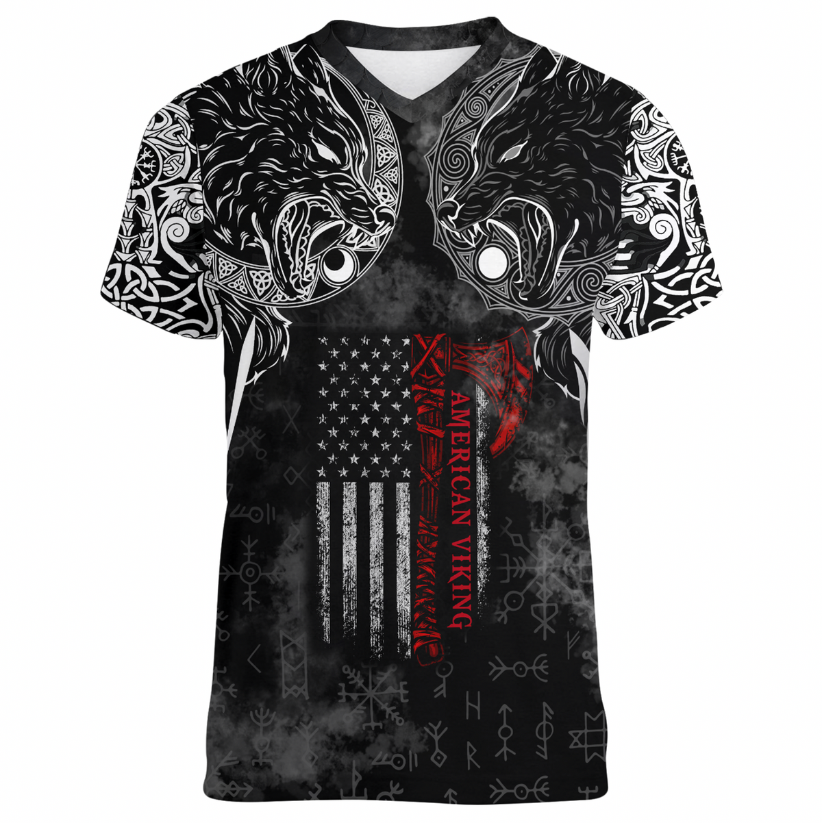 Viking Clothing Hati and Skoll Norse American Viking V neck T shirt RLT12 - Wonder Print Shop