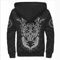 Viking Clothing Viking Odin Raven and Wolf Valknut Sherpa Hoodie RLT12 - Wonder Print Shop