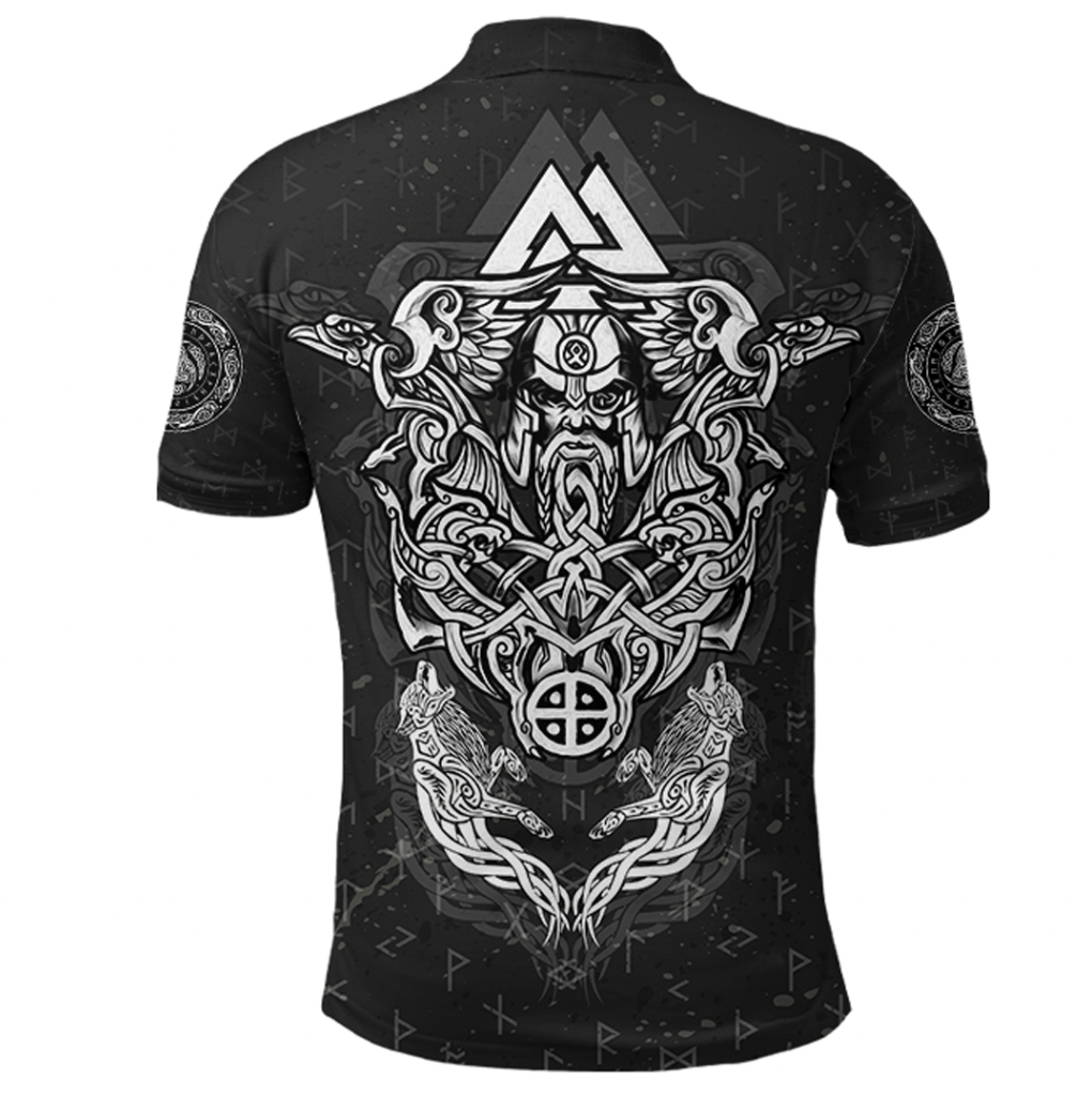 Viking Clothing Viking Odin Raven and Wolf Valknut Polo Shirt RLT12 - Wonder Print Shop