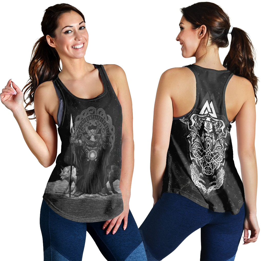 Viking Clothing Viking Odin Raven and Wolf Valknut Women's Racerback Tank RLT12 - Wonder Print Shop