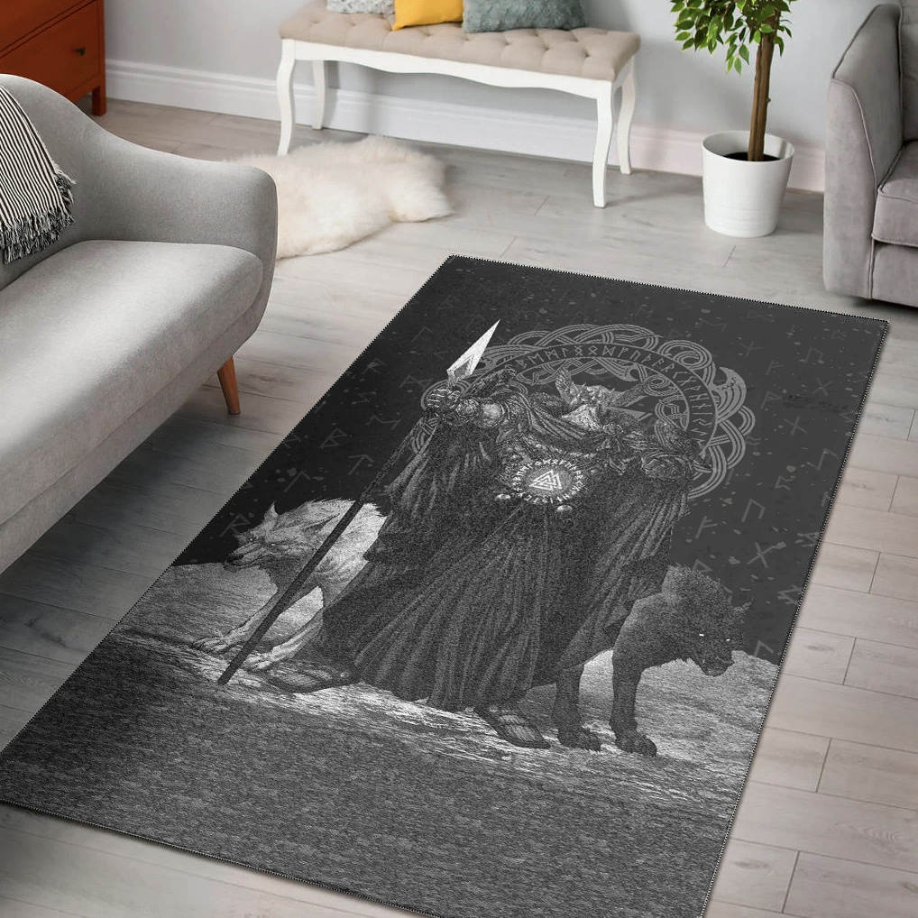 Viking Area Rug Viking Odin Raven and Wolf Valknut RLT12 - Wonder Print Shop