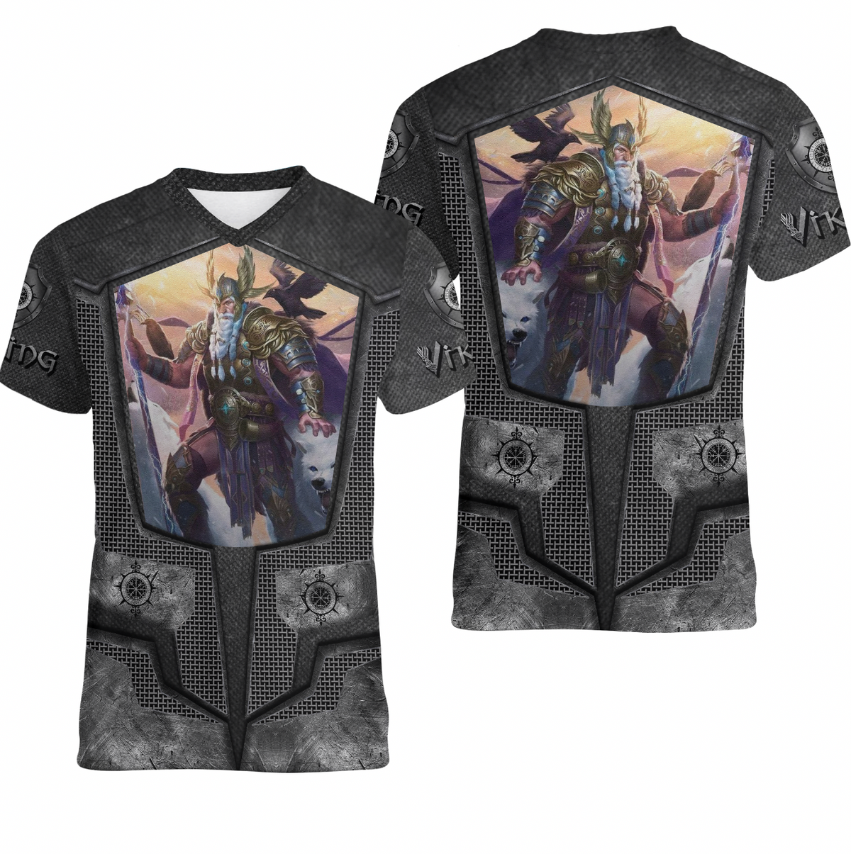 Viking Clothing Armor 3D Style Viking Odin V neck T shirt RLT12 - Wonder Print Shop