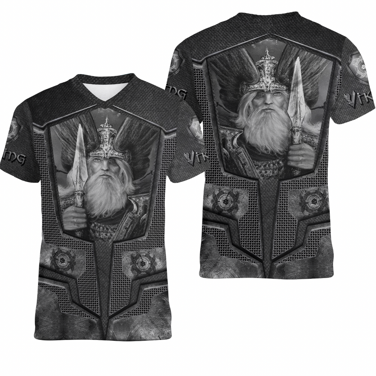 Viking Clothing Armor 3D Style Viking Odin Tattoo V neck T shirt RLT12 - Wonder Print Shop