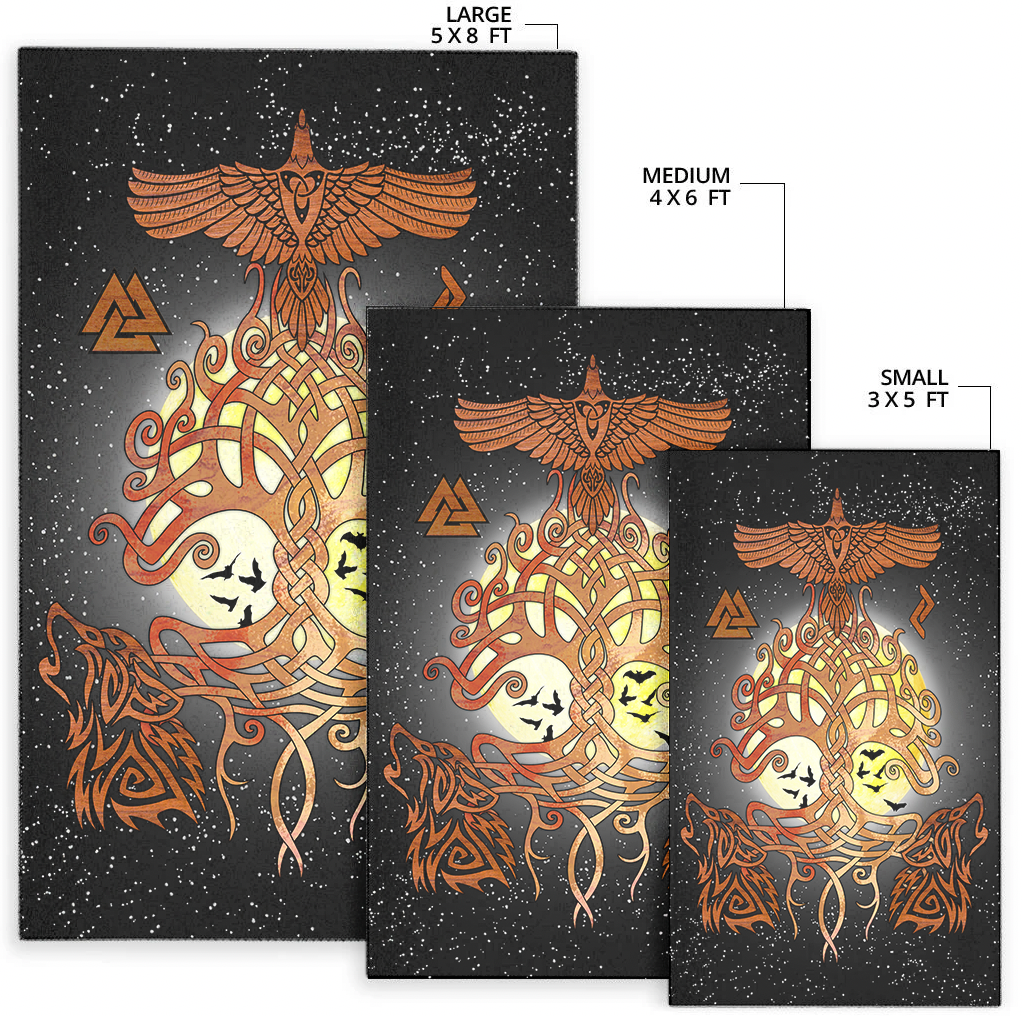 Viking Area Rug Yggdrasil Raven, Wolfs Area Rug RLT12 - Wonder Print Shop