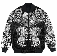 Viking Clothing Viking Dragon and Wolf Tattoo Bomber Jacket RLT12 - Wonder Print Shop