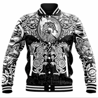 Viking Clothing Viking Dragon and Wolf Tattoo Baseball Jacket RLT12 - Wonder Print Shop
