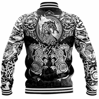 Viking Clothing Viking Dragon and Wolf Tattoo Baseball Jacket RLT12 - Wonder Print Shop
