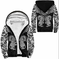 Viking Clothing Viking Dragon and Wolf Tattoo Sherpa Hoodie RLT12 - Wonder Print Shop