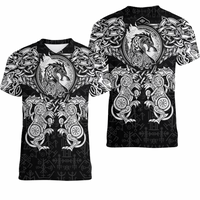 Viking Clothing Viking Dragon and Wolf Tattoo V neck T shirt RLT12 - Wonder Print Shop