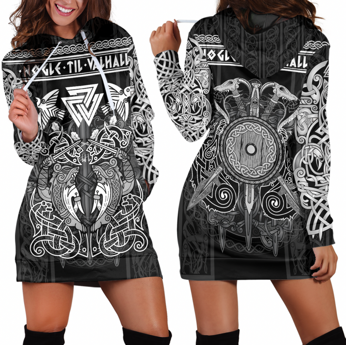 Viking Clothing Viking Valknut Valhalla Celtic Hoodie Dress RLT12 - Wonder Print Shop
