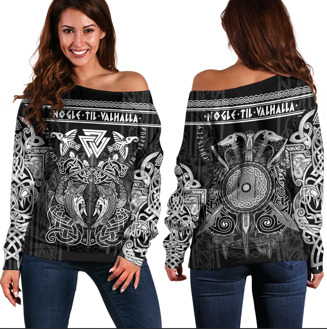Viking Clothing Viking Valknut Valhalla Celtic Off Shoulder Sweater RLT12 - Wonder Print Shop