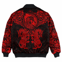 Viking Clothing Viking Dragon and Wolf Tattoo Red Bomber Jacket RLT12 - Wonder Print Shop