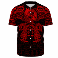 Viking Clothing Viking Dragon and Wolf Tattoo Red Baseball Jersey RLT12 - Wonder Print Shop