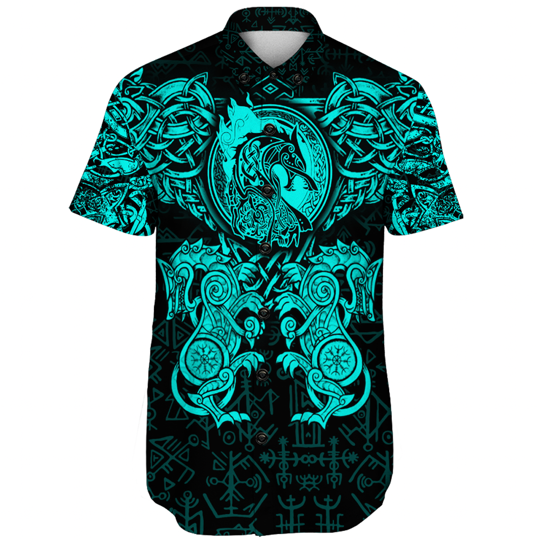 viking-clothing-viking-dragon-and-wolf-tattoo-cyan-shorts-sleeve-shirt