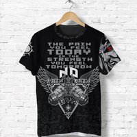 Custom Viking T Shirts Viking Gym Vegvisir Style "No Pain No Gain" RLT12 - Wonder Print Shop