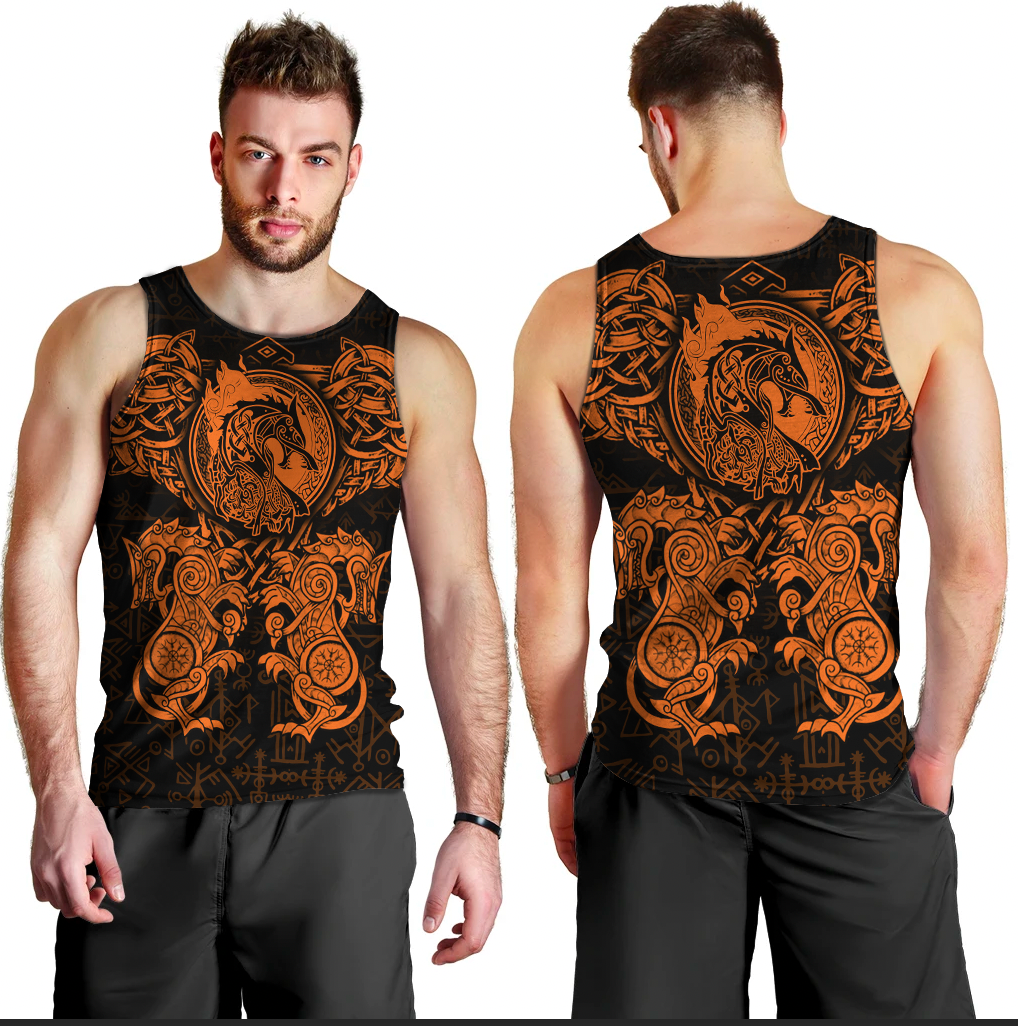 viking-clothing-viking-dragon-and-wolf-tattoo-orange-men-tank-top