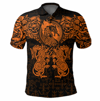 Viking Clothing Viking Dragon and Wolf Tattoo Orange Polo Shirt RLT12 - Wonder Print Shop