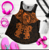 Viking Clothing Viking Dragon and Wolf Tattoo Orange Women's Racerback Tank RLT12 - Wonder Print Shop