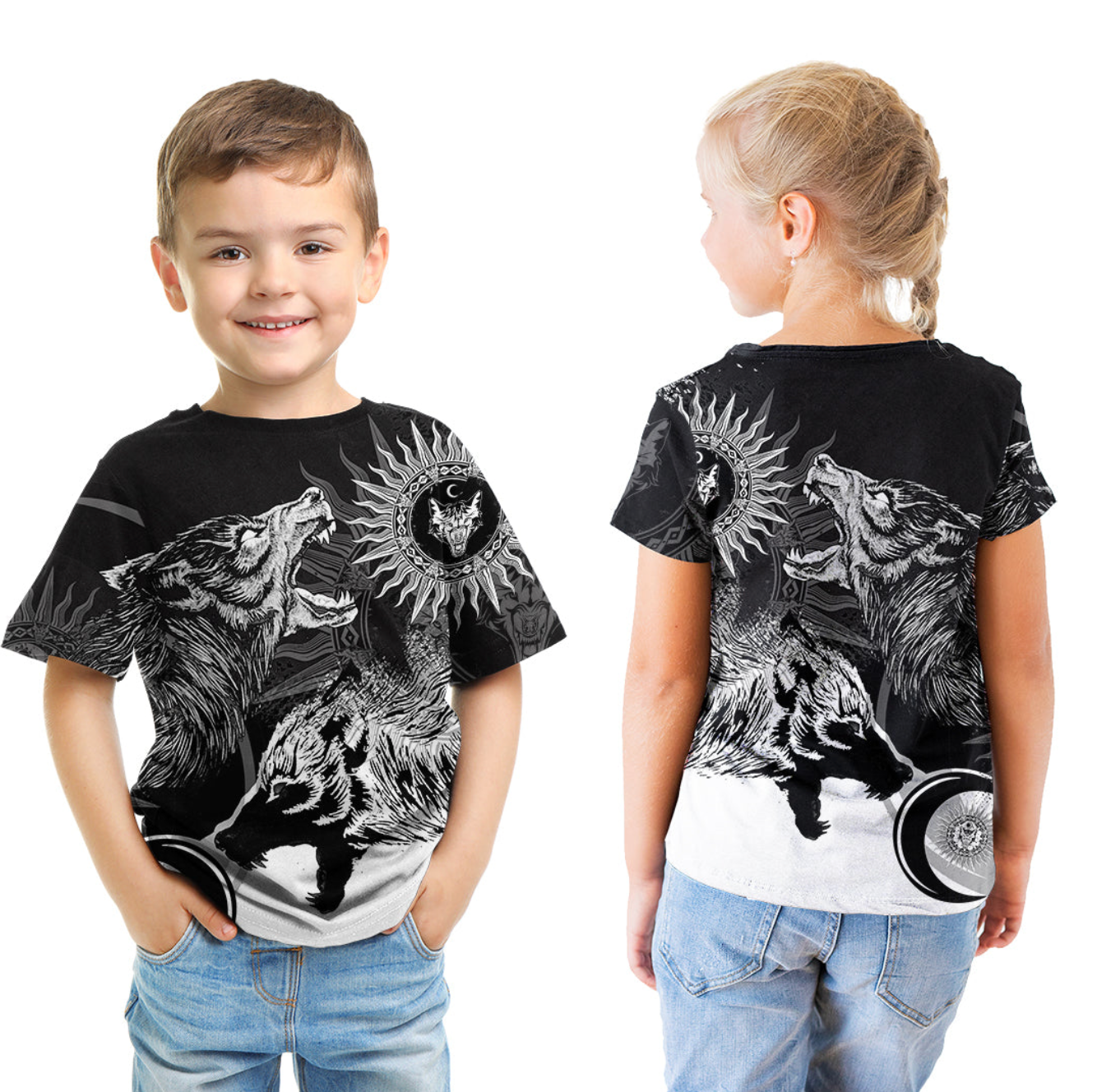 Viking Skoll and Hati New Style T shirt Kid RLT12 - Wonder Print Shop