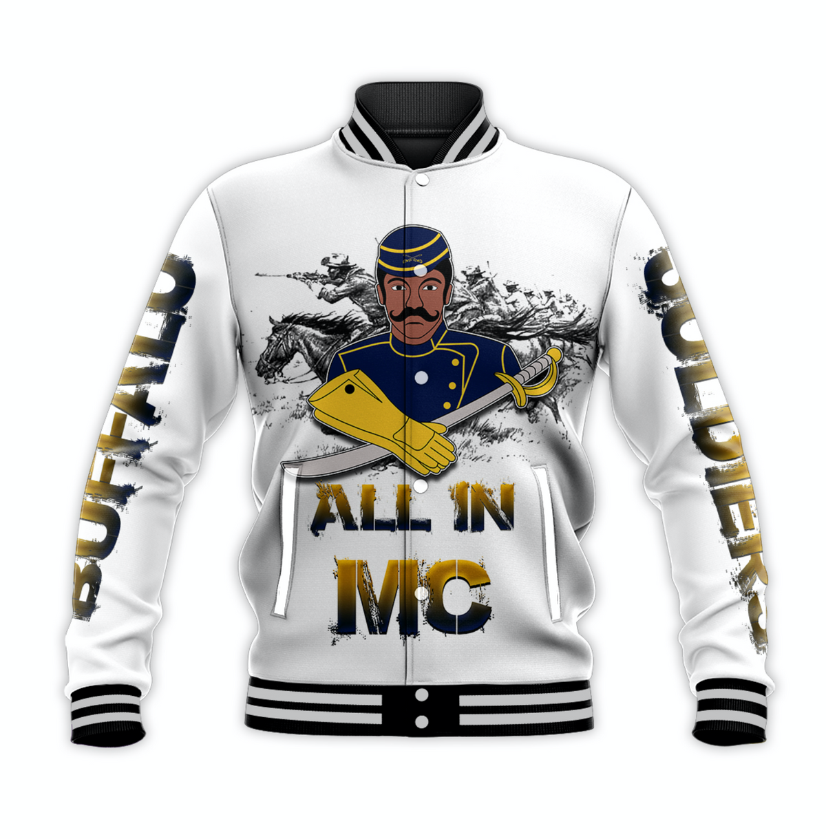 (Custom Personalised) Buffalo Soldiers Baseball Jacket History LT6 - Wonder Print Shop