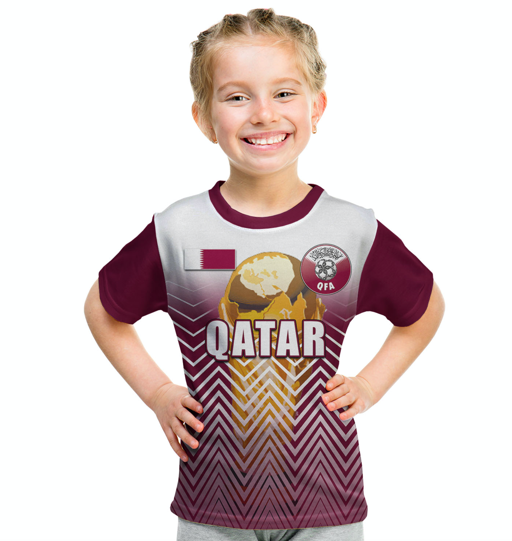 (Custom Personalised And Number) Qatar World Cup 2022 T Shirt KID Sport Style