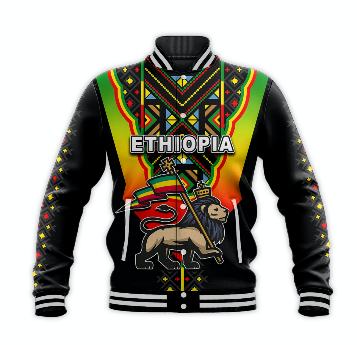 (Custom Personalised) Ethiopia Baseball Jacket Reggae Style No.2 LT6 - Wonder Print Shop