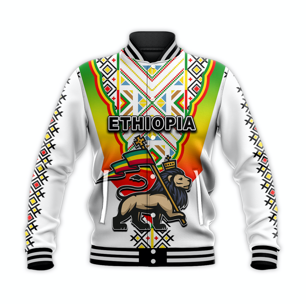 (Custom Personalised) Ethiopia Baseball Jacket Reggae Style No.1 LT6 - Wonder Print Shop
