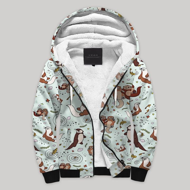 Sea Otters Fleece Zip Hoodie All Over Print - Wonder Print Shop