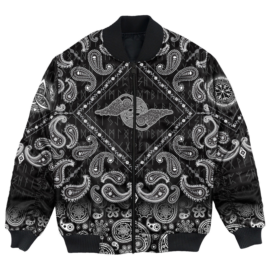 Viking Bomber Jacket Seamless Background With Chain Wings with Bandana Paisley Style RLT12 - Wonder Print Shop