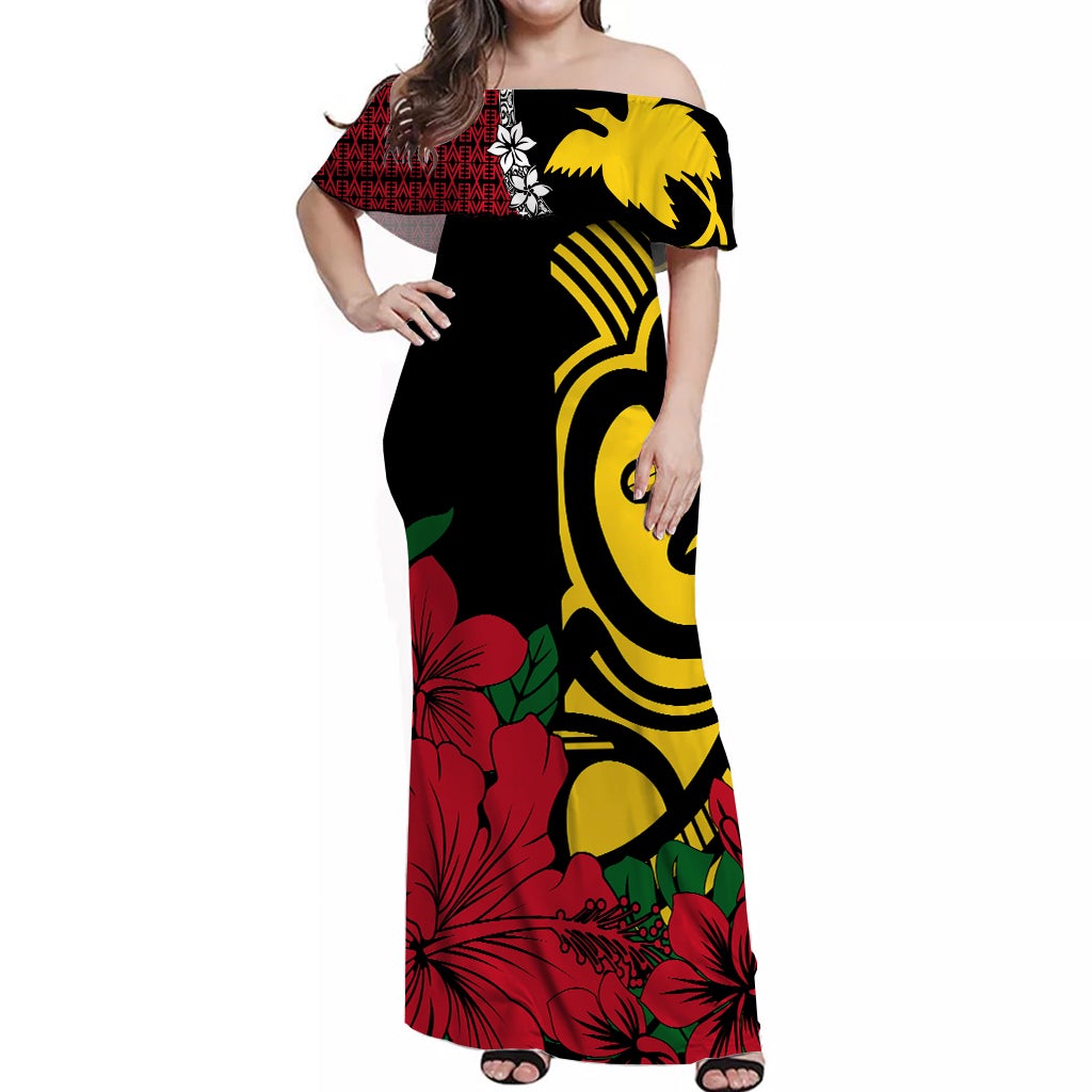 png-hibiscus-tribal-pattern-off-shoulder-long-dress-sepik-mask