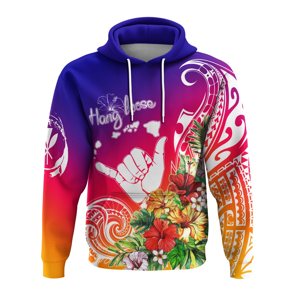 Hawaii Sunset with Hibiscus Hoodie Shaka Hang - Wonder Print Shop