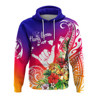 Hawaii Sunset with Hibiscus Hoodie Shaka Hang - Wonder Print Shop