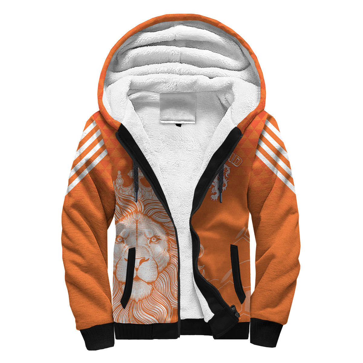 Personalised Netherlands World Cup 2022 Sherpa Hoodie Oranje Lions - Wonder Print Shop