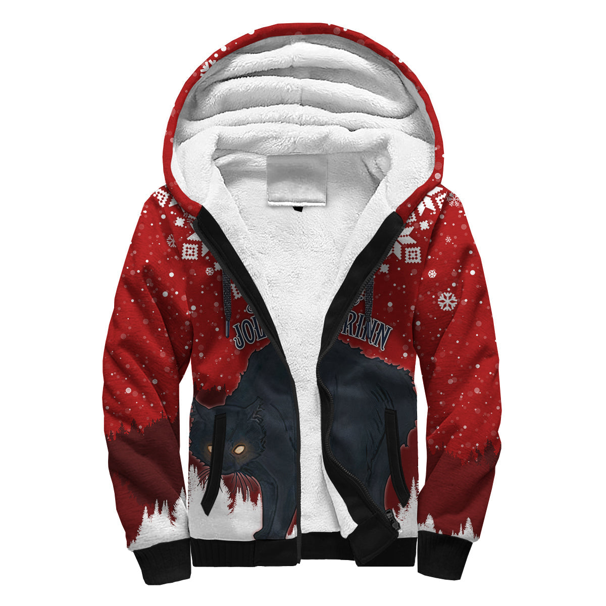 Iceland Christmas Sherpa Hoodie Beware Jolakotturinn - Wonder Print Shop