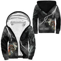 (Custom) Viking - Ragnarok Sherpa Hoodie Odin fight Fenrir on thunder background RLT12 - Wonder Print Shop