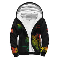 PNG Hibiscus Tribal Pattern Sherpa Hoodie Motuan Reggae Color - Wonder Print Shop
