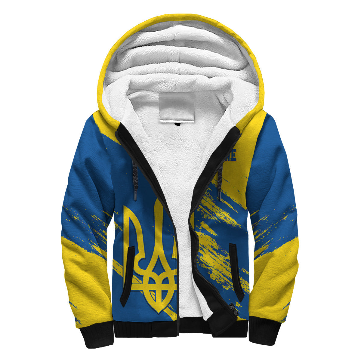 Ukraine Sherpa Hoodie Slava Ukraini Grunge Style - Wonder Print Shop