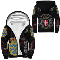 (Custom) Viking - Denmark Flag and Map Sherpa Hoodie style Viking Geri and Freki RLT12 - Wonder Print Shop