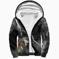 (Custom) Viking - Ragnarok Sherpa Hoodie Odin fight Fenrir on thunder background RLT12 - Wonder Print Shop