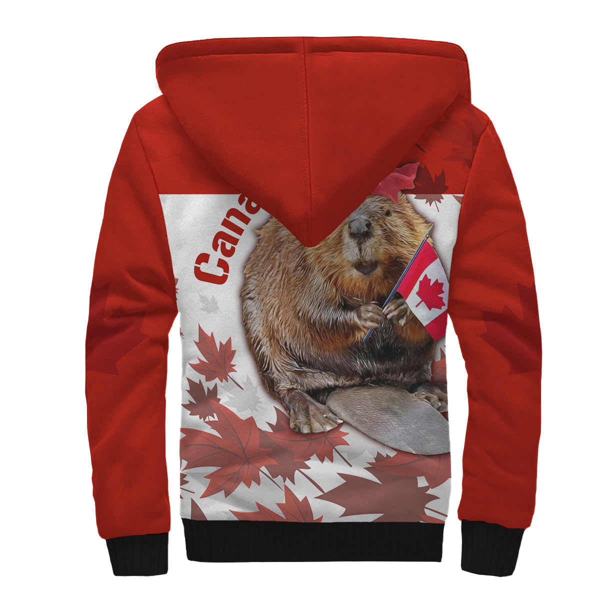 Canada Day Sherpa Hoodie Patriot Beaver Mix Maple Leaf - Wonder Print Shop
