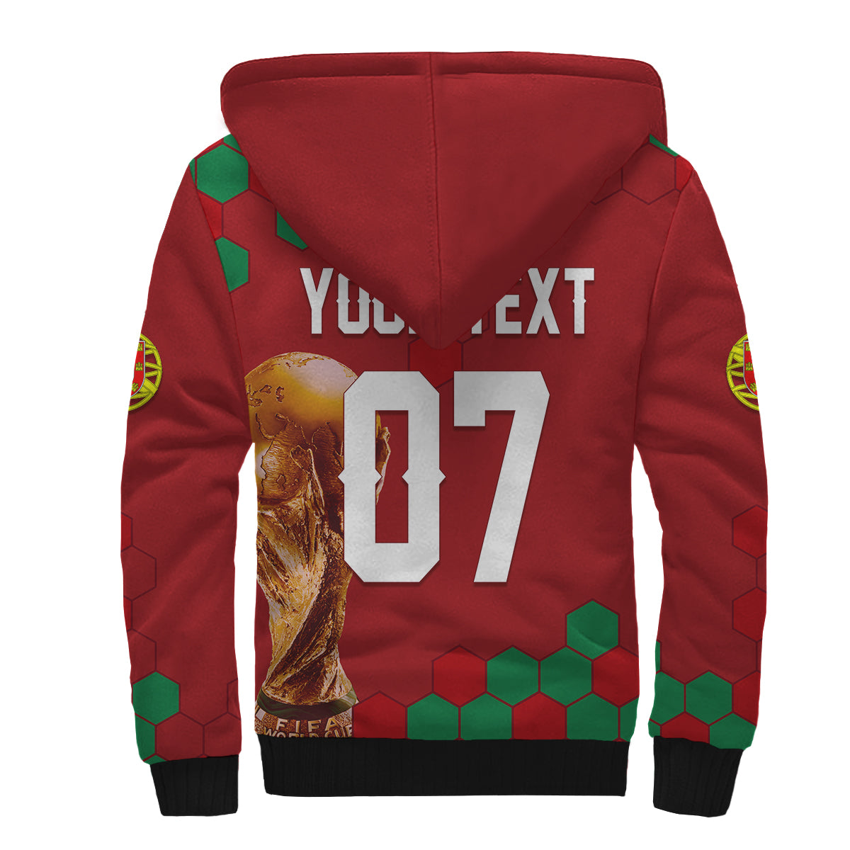 Personalised Portugal World Cup 2022 Sherpa Hoodie Portuguesa Selecao - Wonder Print Shop