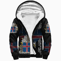 (Custom) Viking - Iceland Flag and Map Sherpa Hoodie style Viking Geri and Freki RLT12 - Wonder Print Shop