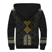 Eritrea Tilet Pattern Sherpa Hoodie Eritrean Cross - Black - Wonder Print Shop