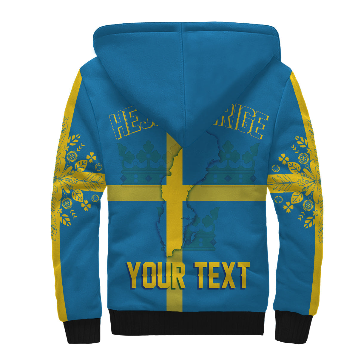 Sweden Three Crowns Personalised Sherpa Hoodie Heja Sverige - Wonder Print Shop