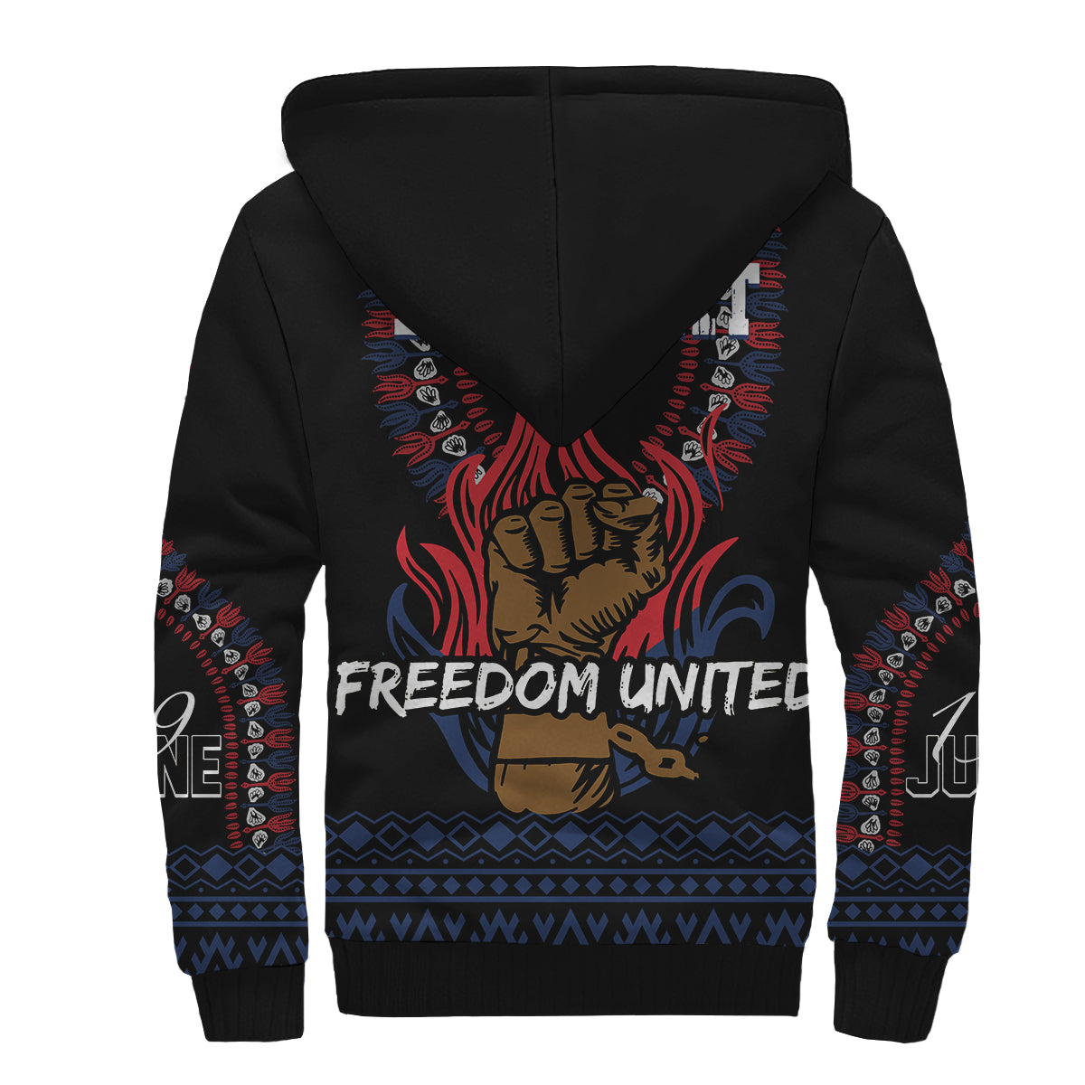 Juneteenth Dashiki Personalised Sherpa Hoodie Freedom United - Wonder Print Shop